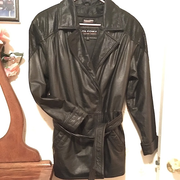 VINTAGE WOMENS 80’s WILSONS LEATHER BLACK INSULATED JACKET - Picture 1 of 3